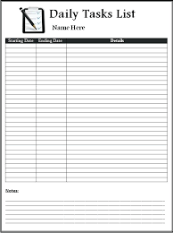 Daily Work Task Template Journal Productivity Monthly List