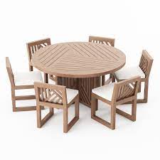 solid teak wood round dining table set