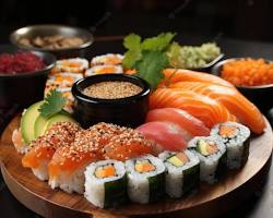 Image de sushis coupés en tranches