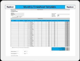 monthly timesheet template replicon