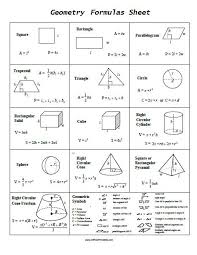 Geometry Formulas Sheet Free