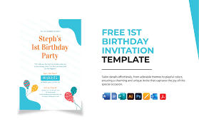 1st birthday invitation template in ms