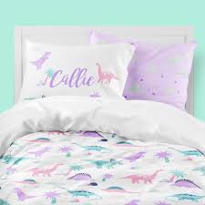 Girls Room Bedding Pink Purple Dinosaur