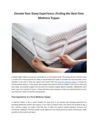 finding the best firm mattress topper