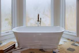 laminate floor around a bathtub