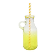 milk bottle with straw