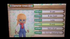 If you're looking for a 3ds game with your favorite features, this video might be able to help you out! Harvest Moon A New Beginning Character Creation Girl Youtube