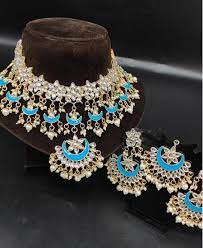 lehenga choli nice sky blue necklace set