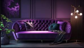 Purple Sofa In A Dark Room
