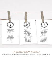 Editable Wedding Table Seating Cards Hanging Seating Printable Wedding Seating Chart C3