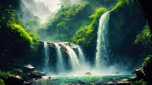 beautiful waterfall background water