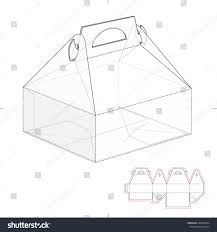 Cake Carrier Box With Die Line Template Box Packaging