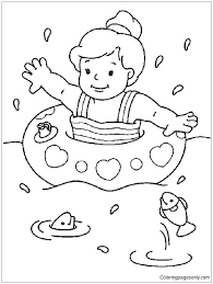 Free printable swimming coloring pages for kids. Cute Little Girl Swimming On The Beach Coloring Pages Nature Seasons Coloring Pages Coloring Pages For Kids And Adults