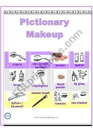 pictionary makeup esl worksheet by
