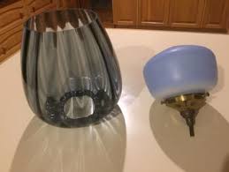 Vintage Blue Glass Lamp Shade With