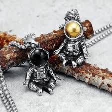 astronaut tating necklace stainless