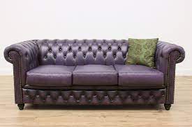 chesterfield tufted purple leather