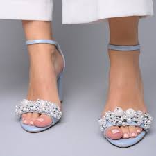 Wedding Shoes Block Heel Light Blue