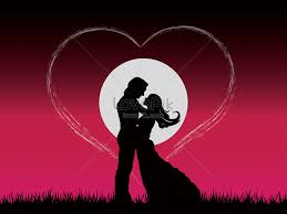 romantic love couple silhouette in the