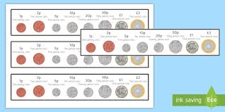 New British Money Uk Coin Value Strips Teacher Made