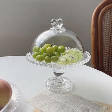 Clear Glass Fruit Serving Tray Stand