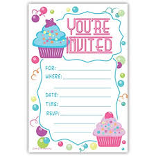 Cupcake Theme Birthday Party Invitations Fill In Style 20 Count With Envelopes By M H Invites