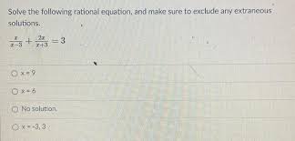 Solve The Following Rational Equation