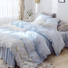blue princess lace bedding set