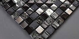 black glass mosaic diamond gray marble