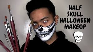 tutorial half skull halloween makeup