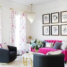 Hot Pink Velvet Tufted Sofa With Gray