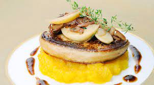 pan seared foie gras with apple saffron