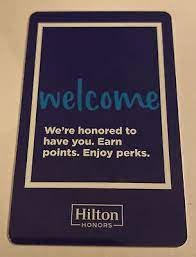 hilton honors hotel room key card from