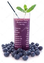 blueberry juice nutrition facts stock image