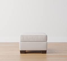 Buchanan Roll Arm Upholstered Ottoman Polyester Wrapped Cushions Performance Brushed Heathered Weave Warm White Pottery Barn