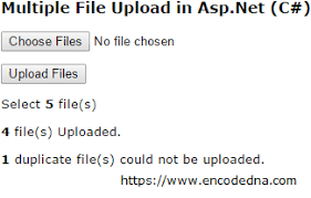 multiple file upload in asp net c and