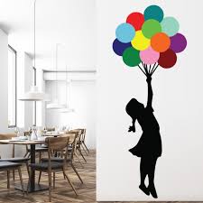 hanging balloon girl banksy wall sticker