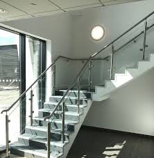 Stair parts > all stair parts > glass railing > glass post handrail. Commercial Office Glass Balustrade