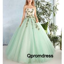 Light Green Organza Applique Sweetheart Princess Ball Gown Dresses Wedding Dress