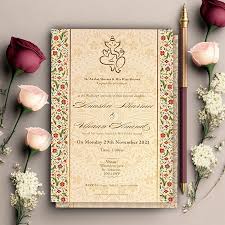elegant fl hindu wedding card