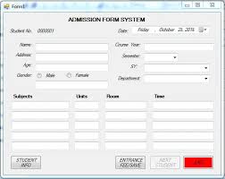 admission form system using vb net with