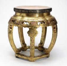 Sold Gold Painted Asian Garden Stool