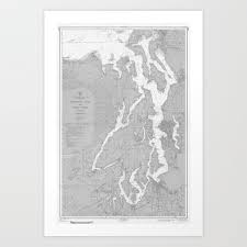 Puget Sound Washington State Nautical Chart Map Print 1956 Map Art Prints Art Print By Chartedwaters