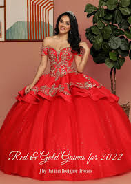 red gold quinceanera dress color