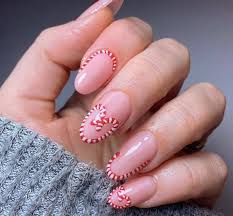 candy cane nails for christmas