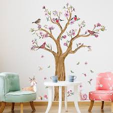 Bird Flower Leaves Wall Decal