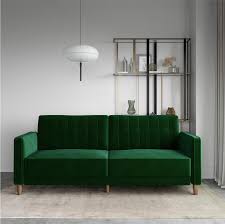dorel pin tufted futon green velvet