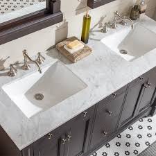 The installation of a double sink vanity is a great way to enhance the functionality of the bathroom. Eviva Preston 73 Inch Aged Chocolate Traditional Double Sink Bathroom Vanity With White Carrara Marble Countertop Overstock 26060549