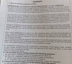 Below you'll find 12th grade reading comprehension passages along with questions and answers. Please Answer This Worksheet 1 Read The Following Passage Carefully Enembering The Father Of Indian Constitution A Or English Reading Comprehension 13752591 Meritnation Com