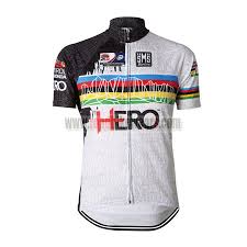 2015 Santini Hero Uci Champion Road Bike Wear Riding Jersey Top Shirt Maillot Cycliste White Rainbow